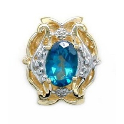 B589 14K TEAL TOPAZ SLIDE 